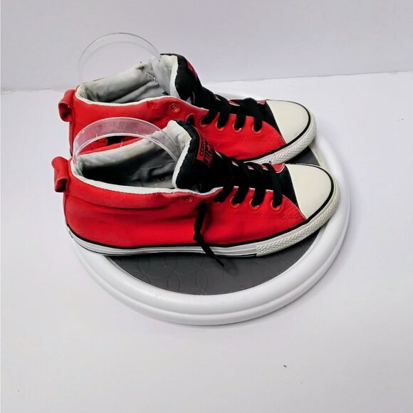 Converse All Star Red Canvas High Top Sneakers Junior Size 6 Black Laces Rubber - Picture 4 of 8